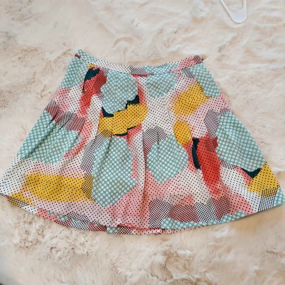 1 State Mini Skirt Polka Dot Print Side Zip Multi Color Sz S - Picture 4 of 12